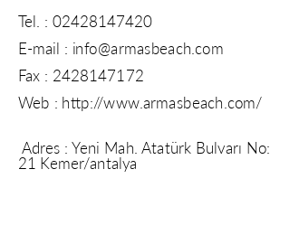 Armas Beach Hotel iletiim bilgileri